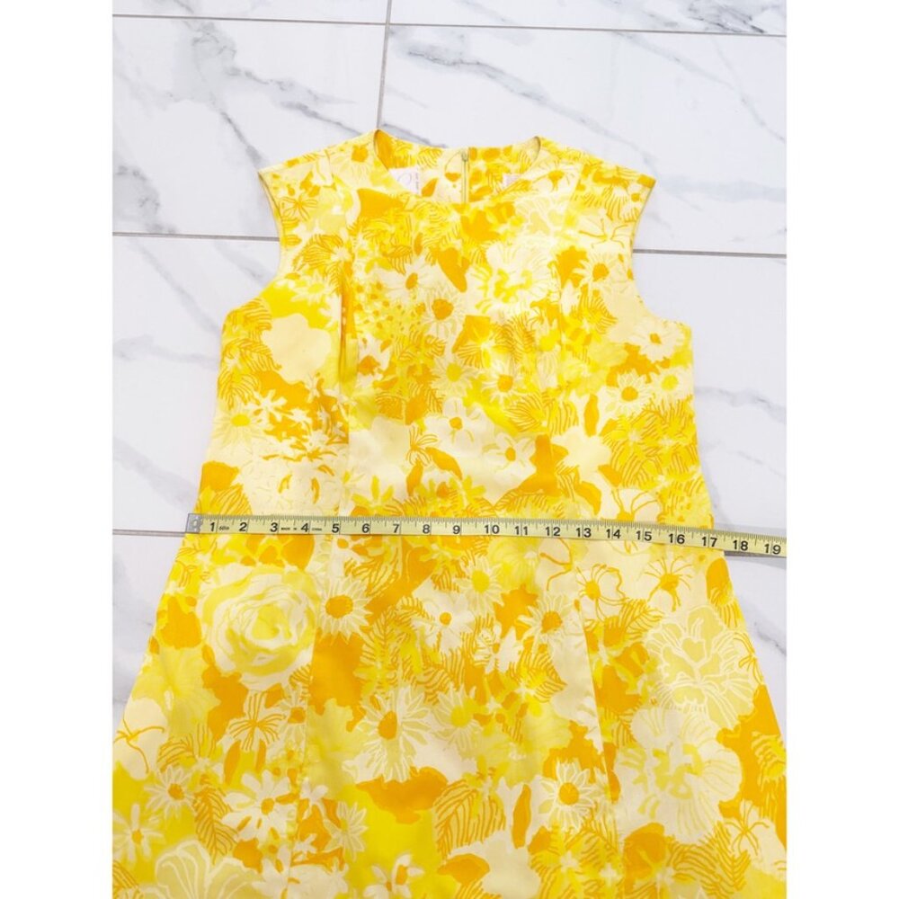 Vanda Fashions Vtg 1960s Mod Yellow Floral Print A line Sleeveless Dress Sz 10 - Picture 11 of 14